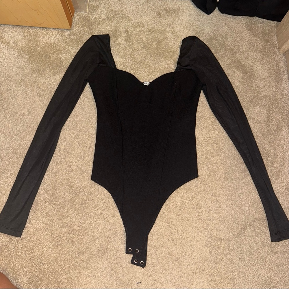Abercrombie & Fitch Black Long Sleeve Bodysuit